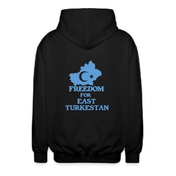 Freedom for East Turkestan - Unisex Kapuzenjacke - Schwarz - Hinten - AI Model Male 185 light (185cm)