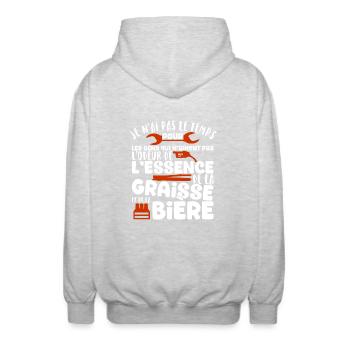 L'odeur de l'essence cadeau - Veste à capuche unisexe - gris clair chiné - Dos - AI Model Male 185 light (185cm)
