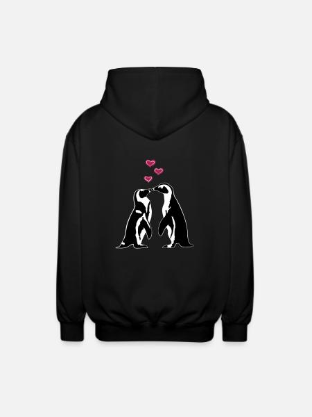 Verliebte Pinguine - Unisex Kapuzenjacke - Schwarz