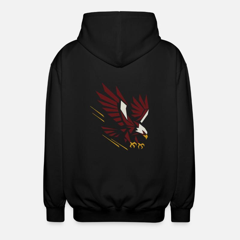 Geometric Eagle on Attack - Unisex Hooded Jacket - black