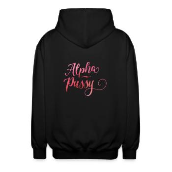 Alpha Pussy - Unisex Hooded Jacket - black - Back - AI Model Male 185 light (185cm)