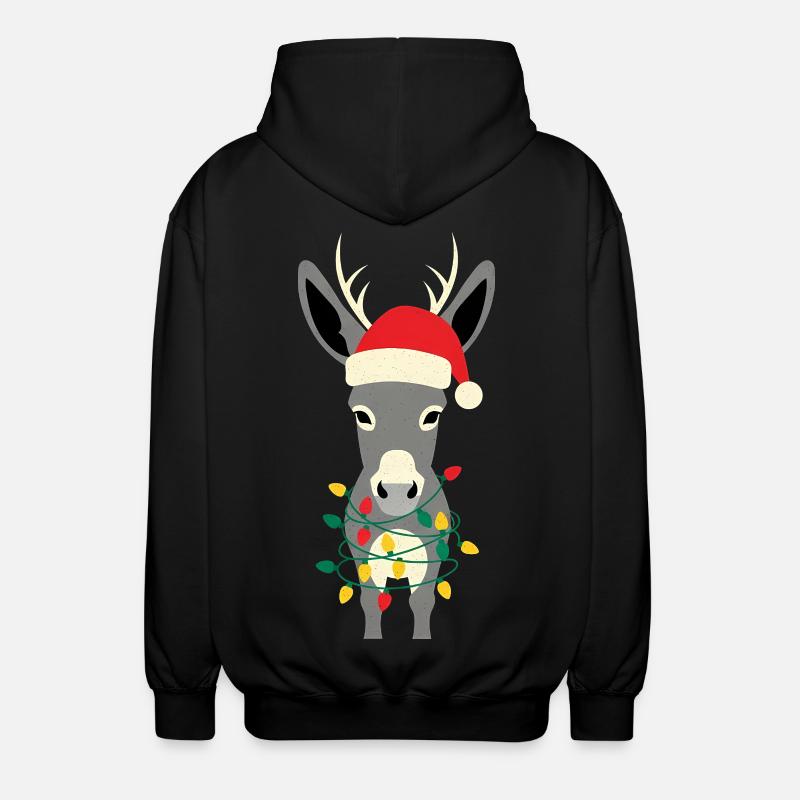 Donkey Elf Noël Drôle Cadeau - Veste à capuche unisexe - noir
