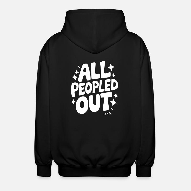 Introvert, antisocial, introvert - Unisex Hooded Jacket - black