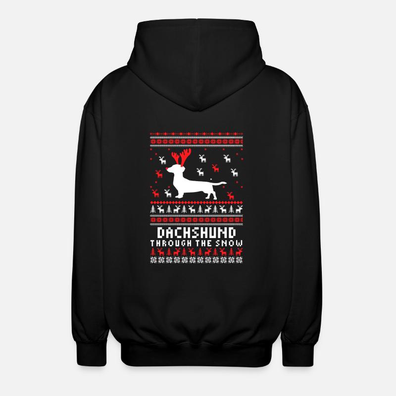 Dackel-Weihnachtshemd - Unisex Kapuzenjacke - Schwarz