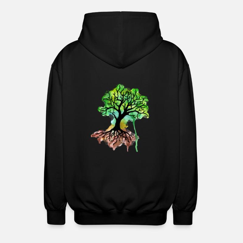 träd - Luvjacka unisex - svart