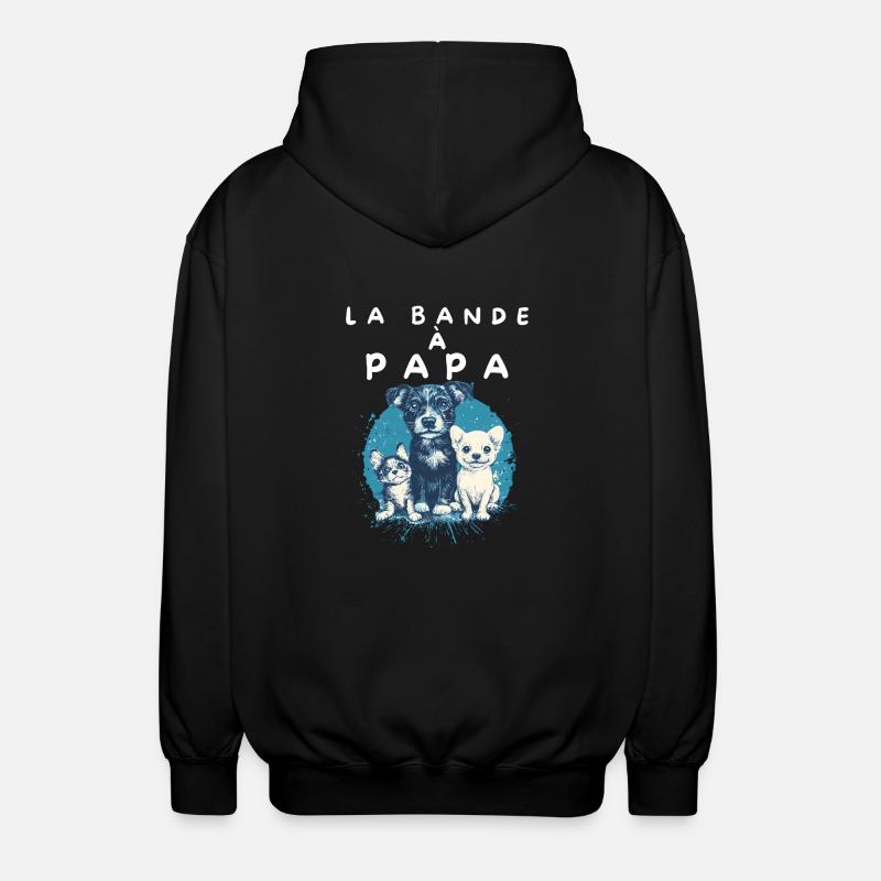 Team Papa und Hunde - Unisex Kapuzenjacke - Schwarz