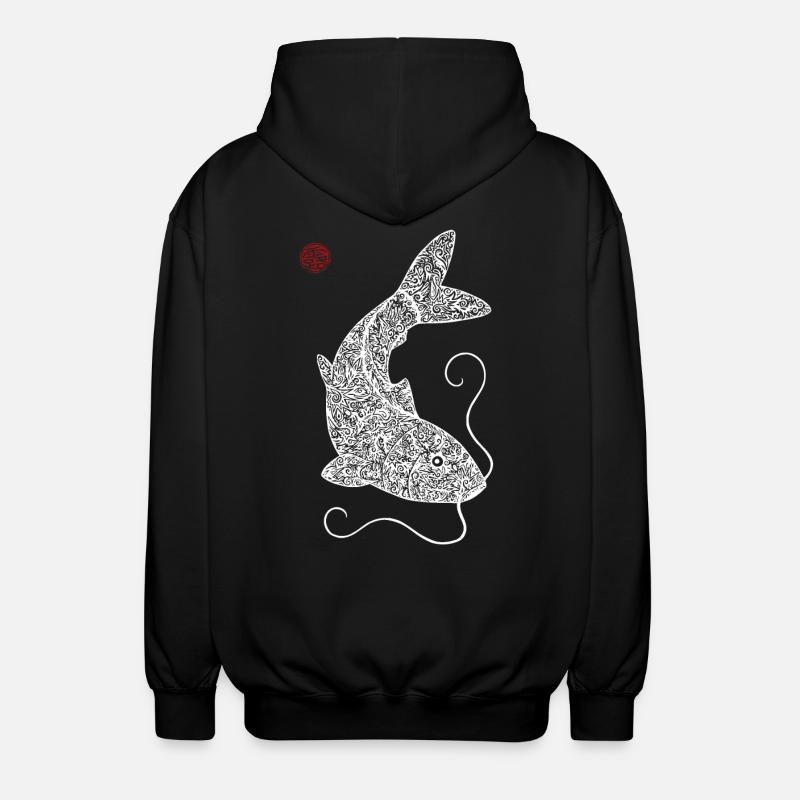 Koi Motif Carpe Blanc - Veste à capuche unisexe - noir