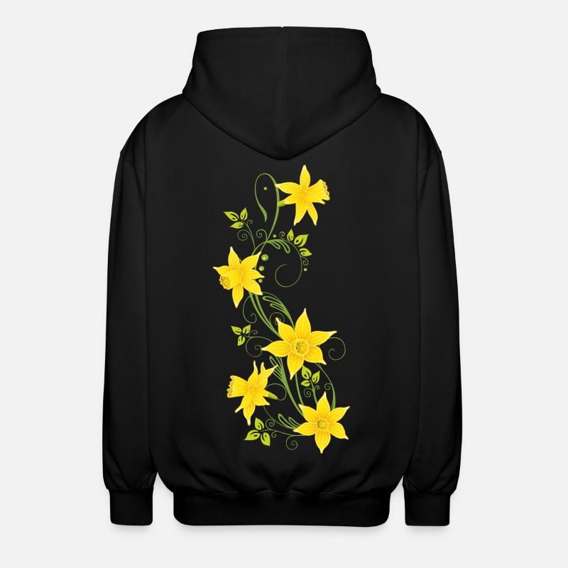 Easter, daffodils, daffodils, spring - Unisex Hooded Jacket - black