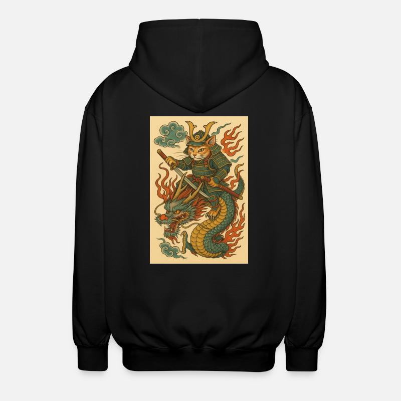 Geist eines Kriegers im Drachenkampf - Unisex Kapuzenjacke - Schwarz