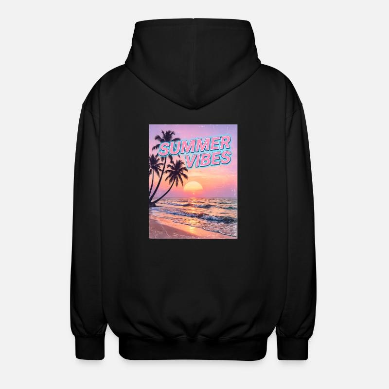 Summer Vibes Retro Sunset Beach - Veste à capuche unisexe - noir