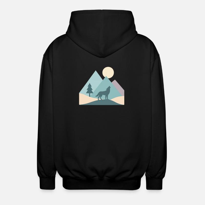 Wolf - Unisex Hooded Jacket - black