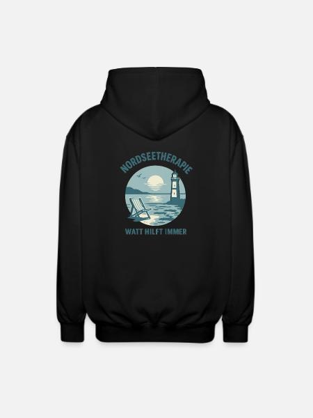 Nordseetherapie - Watt hilft immer - Unisex Kapuzenjacke - Schwarz