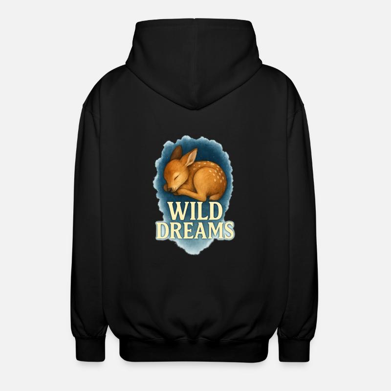 Wild Dreams – Schlafendes Rehkitz - Unisex Kapuzenjacke - Schwarz