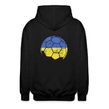 Ukraine Soccer Ball Fußball - Unisex Kapuzenjacke - Schwarz - Hinten - AI Model Male 185 light (185cm)