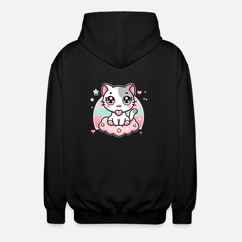 Chat de style kawaii - Veste à capuche unisexe - noir
