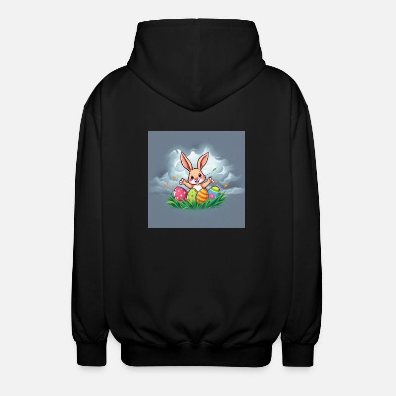 Fluffy Bunny & Happy Easter - Unisex Kapuzenjacke - Schwarz