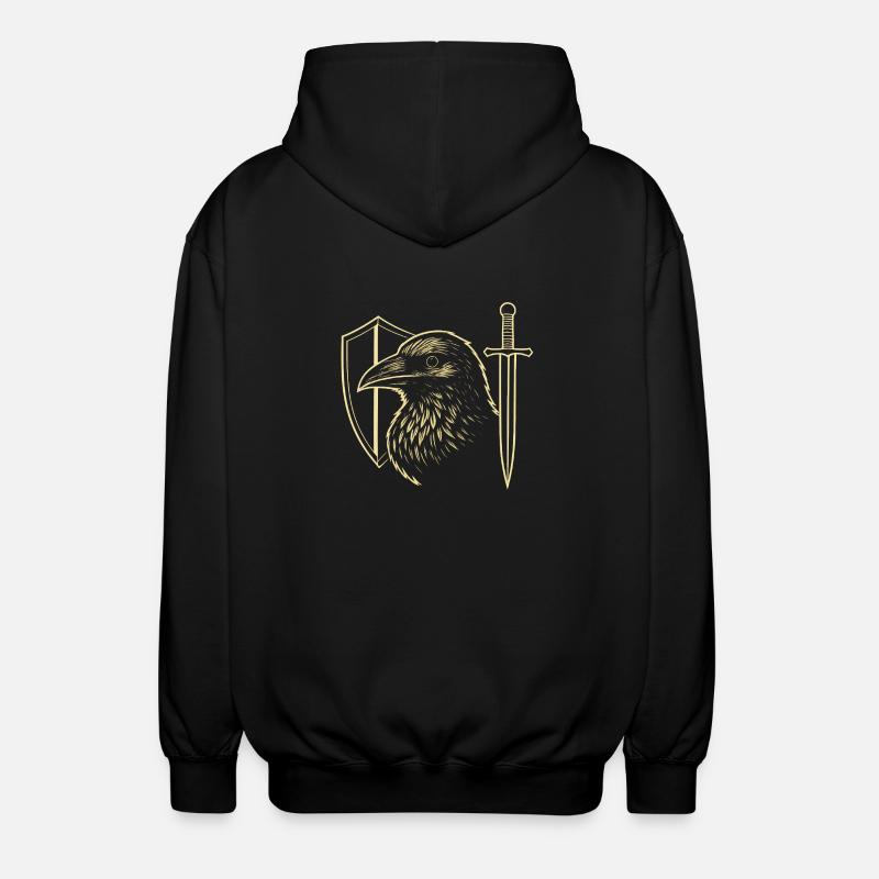 Rabe Schild Schwert - Unisex Kapuzenjacke - Schwarz