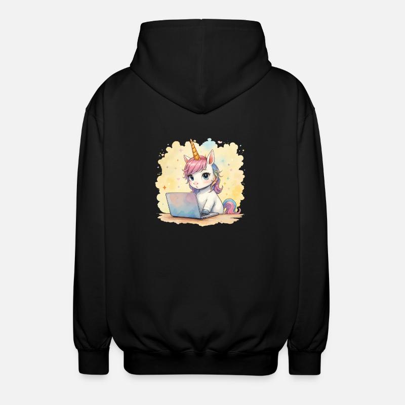 programmierendes Einhorn - Unisex Kapuzenjacke - Schwarz