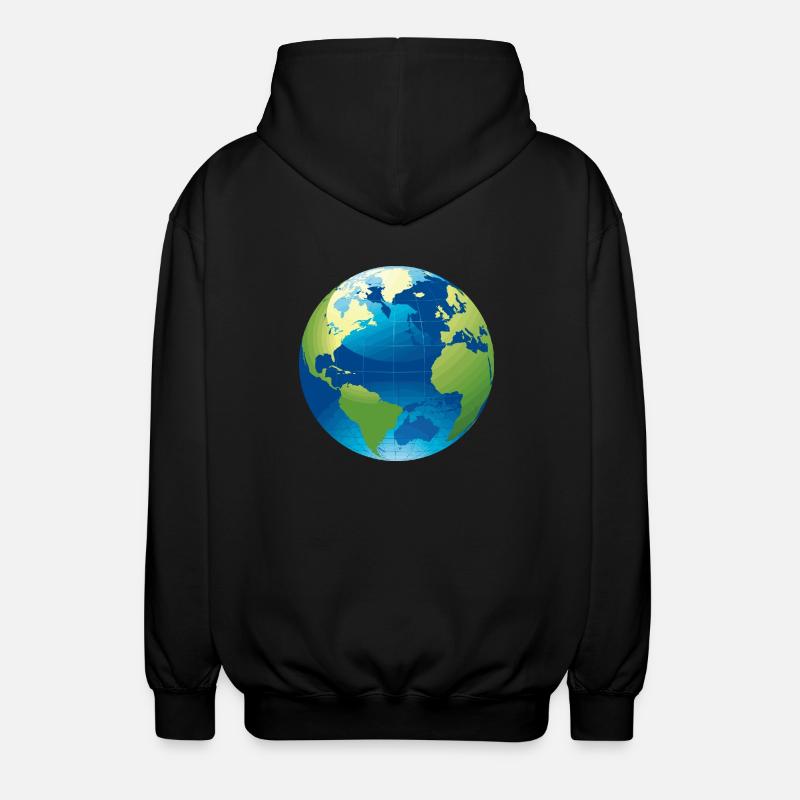 Globus - Weltkugel - Unisex Kapuzenjacke - Schwarz