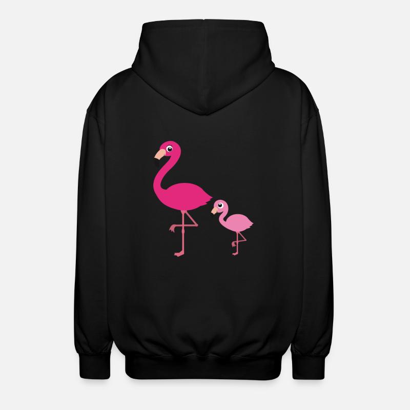 Flamingo Mutter mit Kind - Unisex Kapuzenjacke - Schwarz