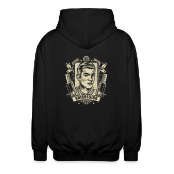 Barber - Unisex Hooded Jacket - black - Back - AI Model Male 185 light (185cm)