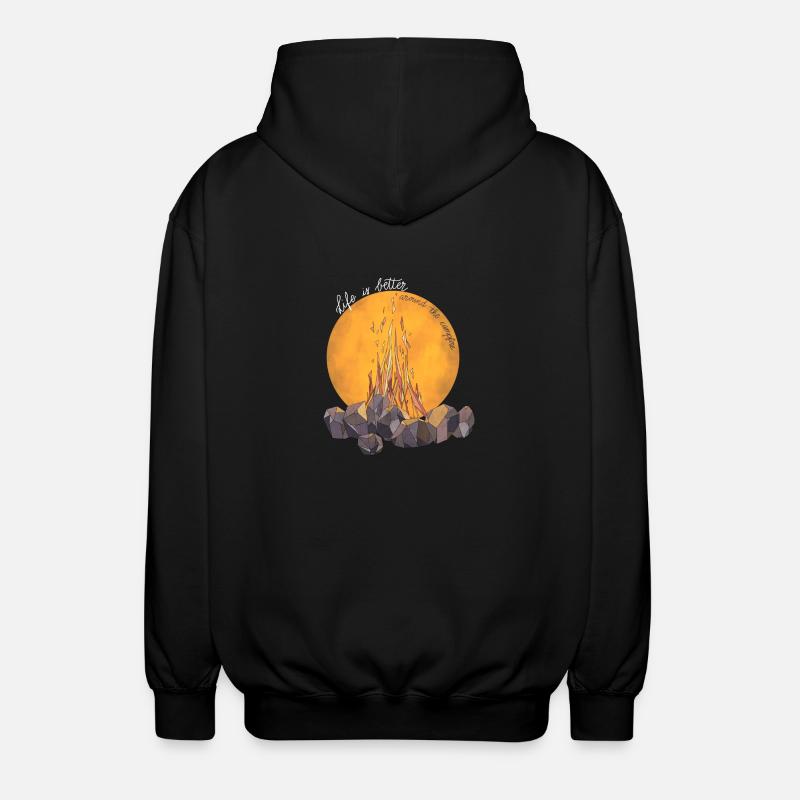 Around the campfire - Unisex Kapuzenjacke - Schwarz