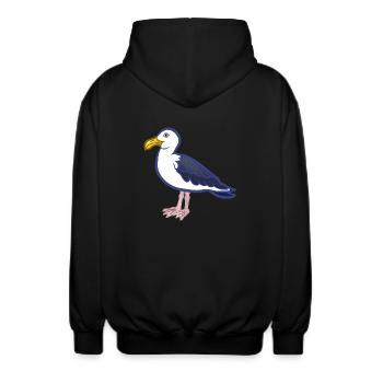 Möwe - Unisex Kapuzenjacke - Schwarz - Hinten - AI Model Male 185 light (185cm)