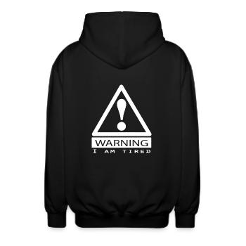 Warnung - Achtung warning i am tired ich bin müde - Unisex Kapuzenjacke - Schwarz - Hinten - AI Model Male 185 light (185cm)
