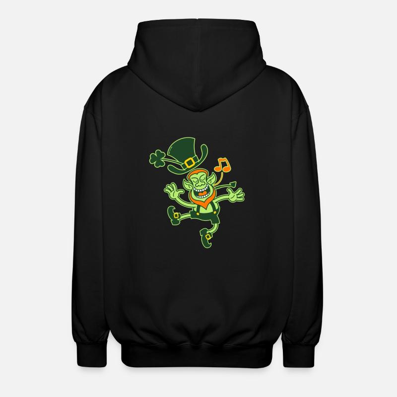 Leprechaun Dancing and Singing - Unisex Hooded Jacket - black
