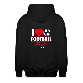 Ich liebe Fußball fürs Leben - Unisex Kapuzenjacke - Schwarz - Hinten - AI Model Male 185 light (185cm)