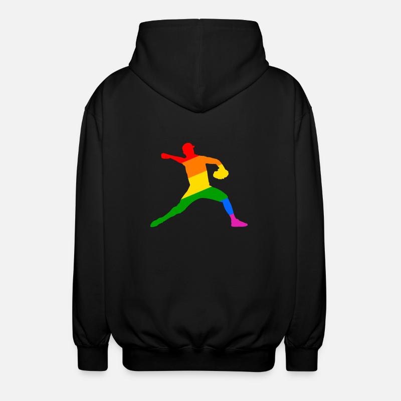 Regenbogen Baseball Player Geschenk - Unisex Kapuzenjacke - Schwarz