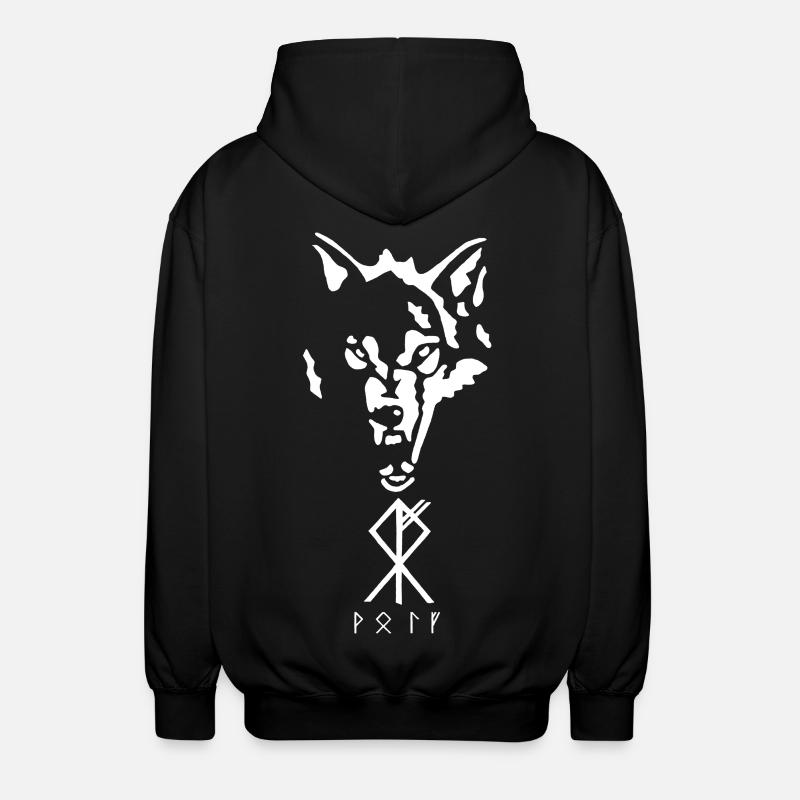 Wikinger-Rune des Wolfes - Unisex Kapuzenjacke - Schwarz
