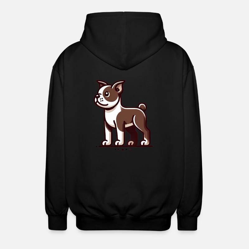 Karikatur Boston Terrier Grafik - Unisex Kapuzenjacke - Schwarz