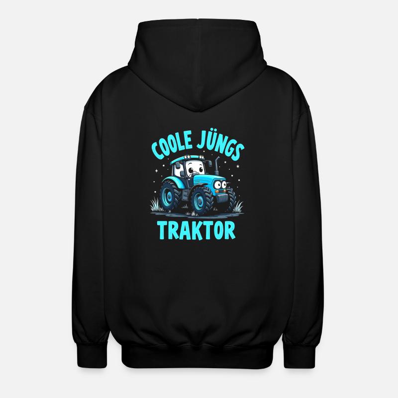 Coole Jungs fahren Traktor - Unisex Kapuzenjacke - Schwarz