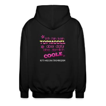 Kein Topmodel coole KFZ-Mechatronikerin - Unisex Kapuzenjacke - Schwarz - Hinten - AI Model Male 185 light (185cm)