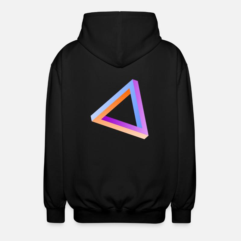 Impossible triangle optical illusion - Unisex Hooded Jacket - black