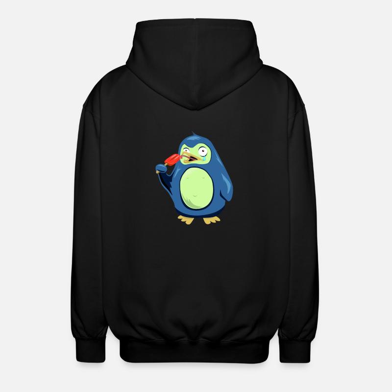 Frozen Pinguin isst Eis - Unisex Kapuzenjacke - Schwarz
