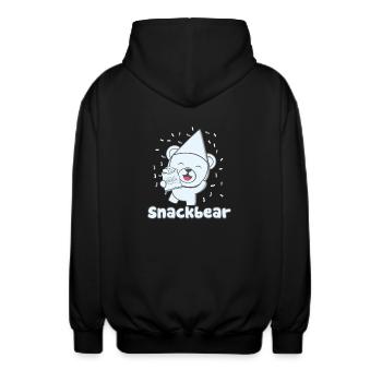 Snack bear / snack bear with hat - Unisex Hooded Jacket - black - Back - AI Model Male 185 light (185cm)