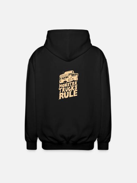 Monster Trucks Rule Monster Truck Bil Gave - Unisex hættejakke. - sort