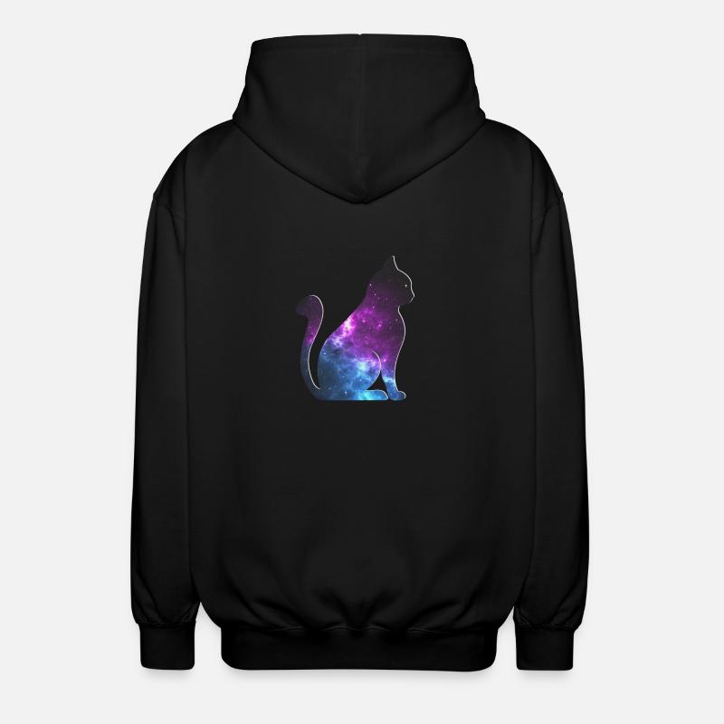 Galaxy Cat Space Gift - Unisex Hooded Jacket - black