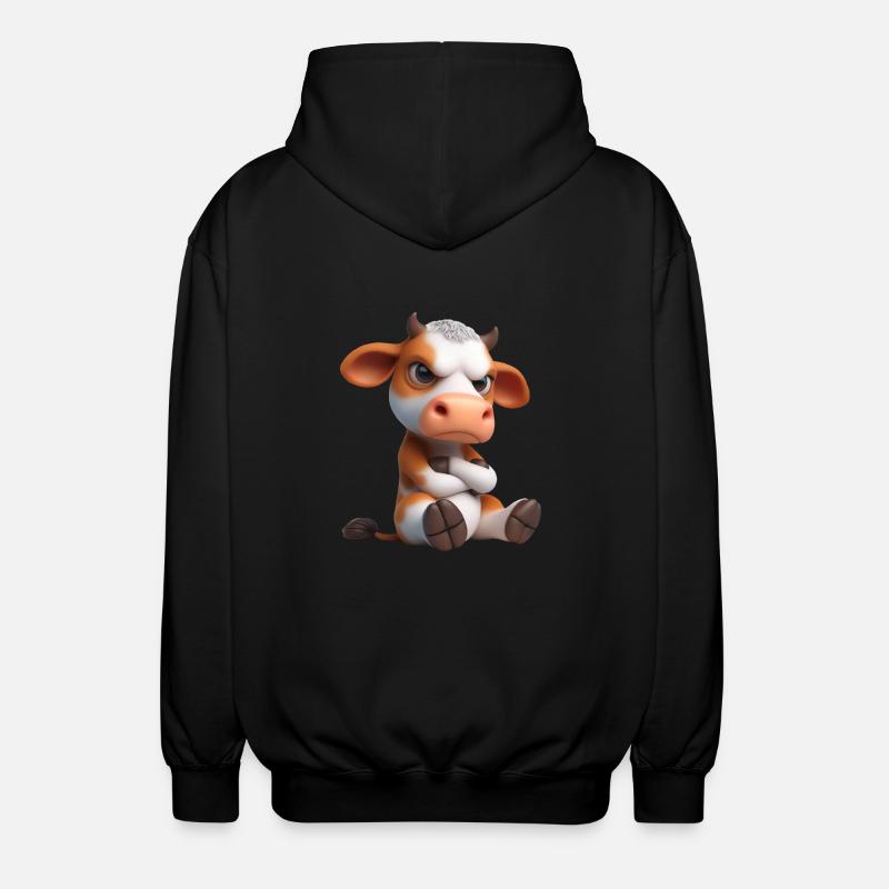Kuh grimmig 3 - Unisex Kapuzenjacke - Schwarz