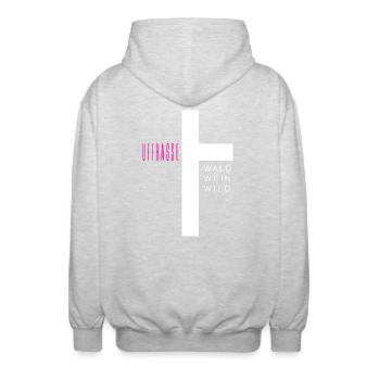 St. John's Cross - Unisex Hooded Jacket - light heather grey - Back - AI Model Male 185 light (185cm)
