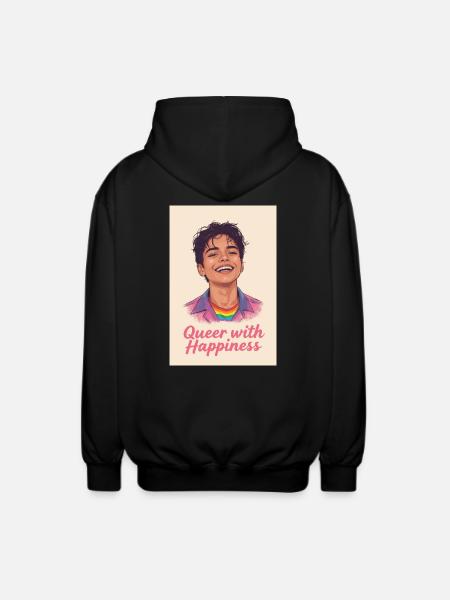 Queer with happiness - Unisex Hooded Jacket - black