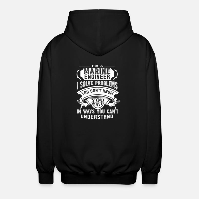 Marine Engineers Solve Problems - Unisex Hooded Jacket - black