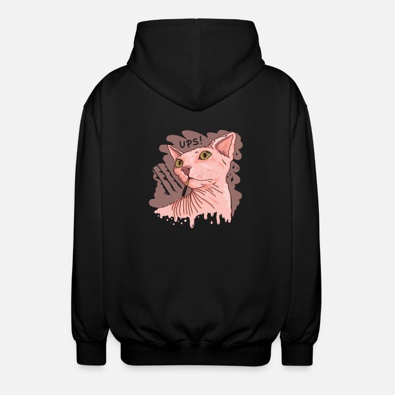 Sphynx Katze mit Zigarette - Unisex Kapuzenjacke - Schwarz