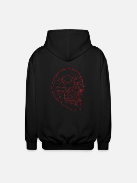 Dumb Scream - Skull in red - Unisex Hooded Jacket - black
