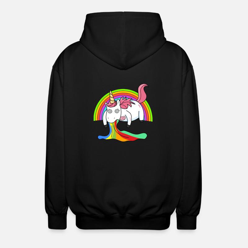 Kotzendes Einhorn Regenbogen - Unisex Kapuzenjacke - Schwarz