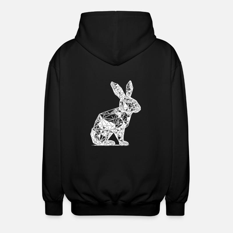 Lignes géométriques Tête de lapin - Veste à capuche unisexe - noir