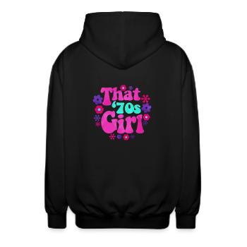 The 70s girl the '70s Girl - Unisex Hooded Jacket - black - Back - AI Model Male 185 light (185cm)