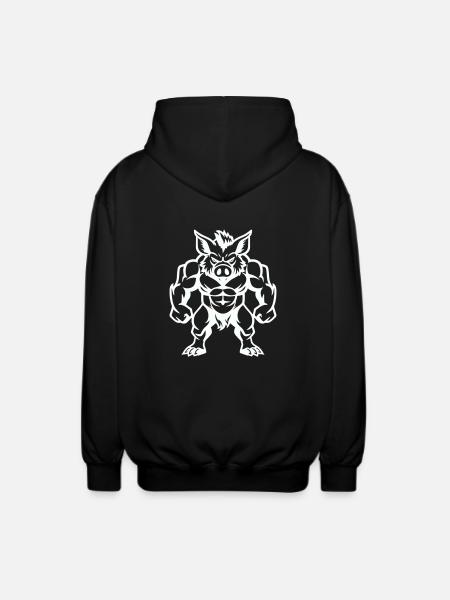 wildschwein comic - Unisex Kapuzenjacke - Schwarz